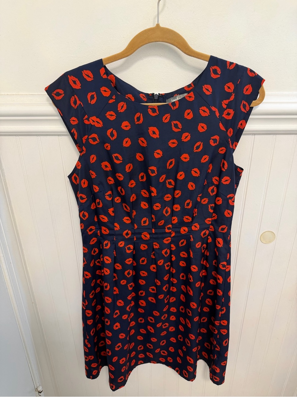 Neiman Marcus Navy Mini Dress with Red Lip Print